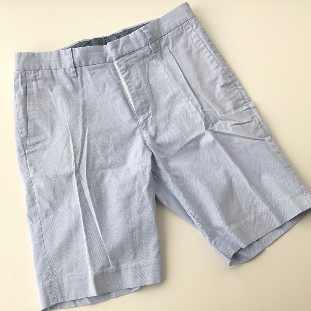 Uniqlo Blue Stripe Flat Front Shorts